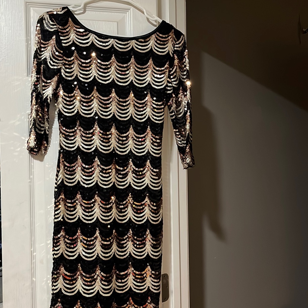 Black Gold And Rose Gold Shimmer Dress